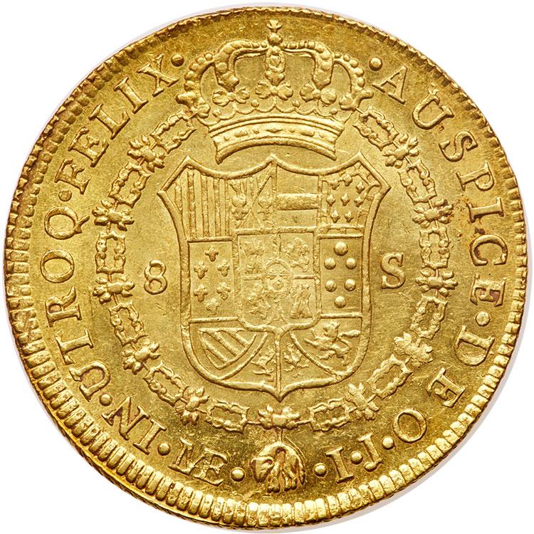 1791-Peru-Lima-Ij-8-Escudos-Carolus-IV